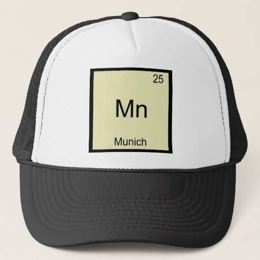 Mn - ミュンヘン おもしろ 化学 元素記号 Tシャツ キャップ (正面)