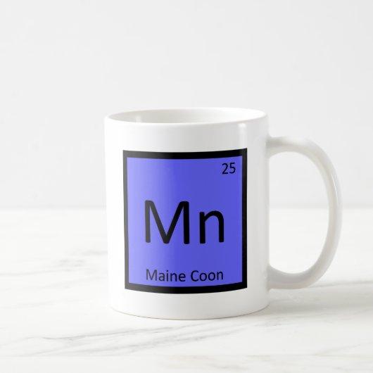 Mn -メインのあらいぐま猫化学周期表 コーヒーマグカップ (右)