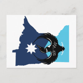 MN Loon Rising - MN State flag シーズンポストカード