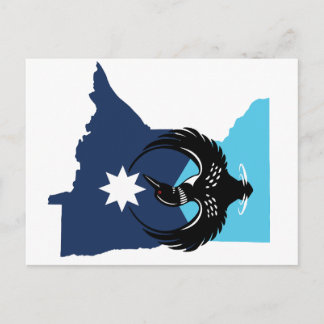 MN Loon Rising - MN State flag シーズンポストカード