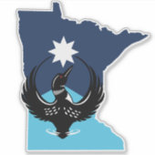 MN Loon Rising - MN State flag シール (正面)