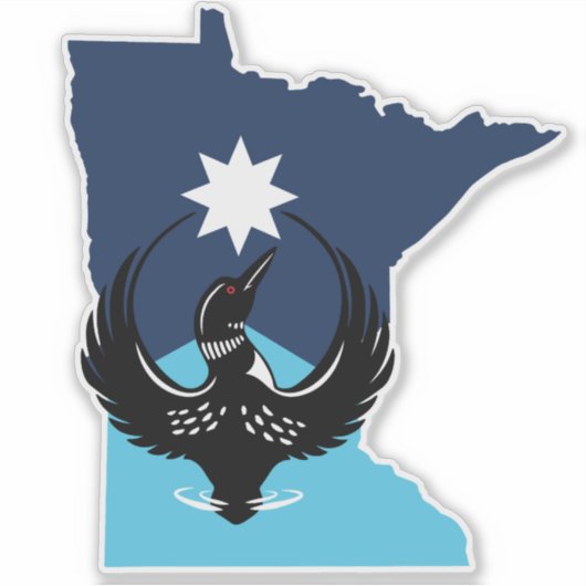 MN Loon Rising - MN State flag シール (正面)