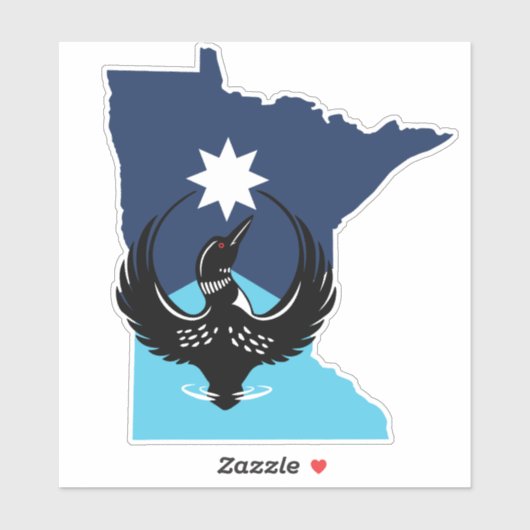 MN Loon Rising - MN State flag シール (シート)