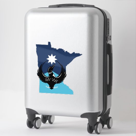 MN Loon Rising - MN State flag シール (スーツケース)