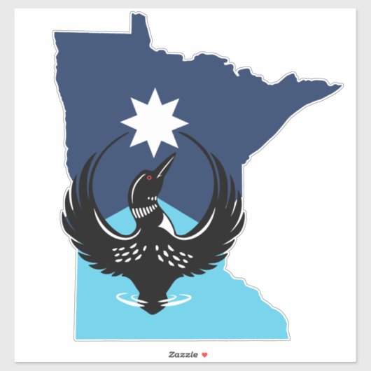 MN Loon Rising - MN State flag シール (シート)