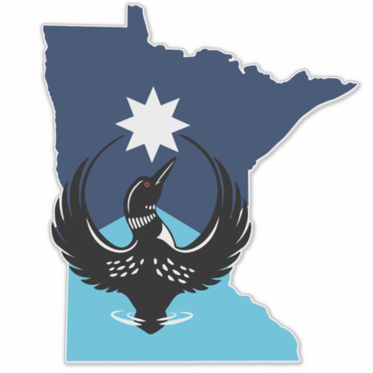 MN Loon Rising - MN State flag シール (正面)