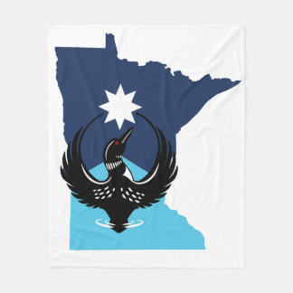 MN Loon Rising - MN State flag フリースブランケット