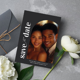 Mnimalist Archモダン Photo日付カードを保存 招待状