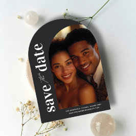 Mnimalist Archモダン Photo日付カードを保存 招待状