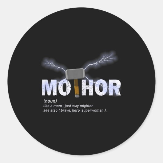 Mo-thor 母のように偉大 おもしろい母の日 ラウンドシール (正面)