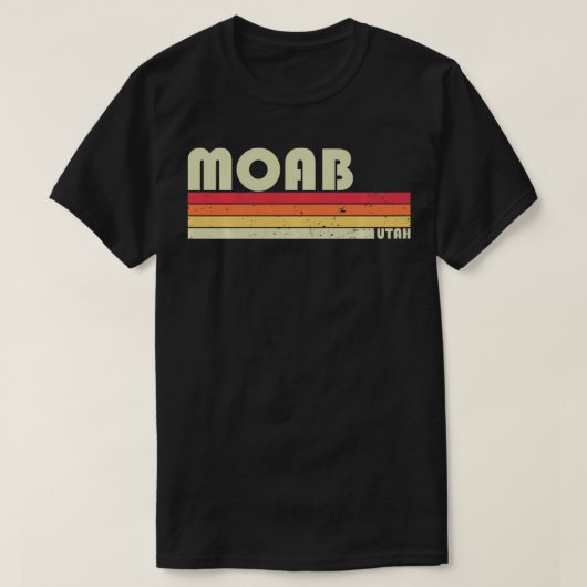 MOAB UT UTAHシティホームおもしろいルーツギフトレトロ70s Tシャツ (デザイン正面)