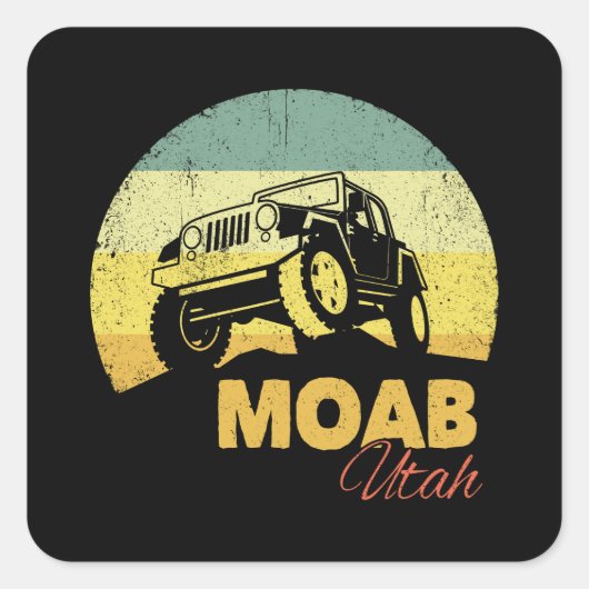 Moab Utah Gift for Off Roading - Utah土産4x4 スクエアシール (正面)