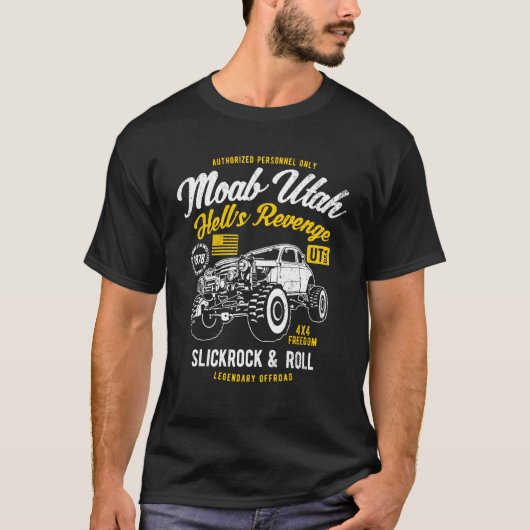 Moab Utah Hellsリベンジ4x4ヴィンテージ動揺してSty Tシャツ (正面)