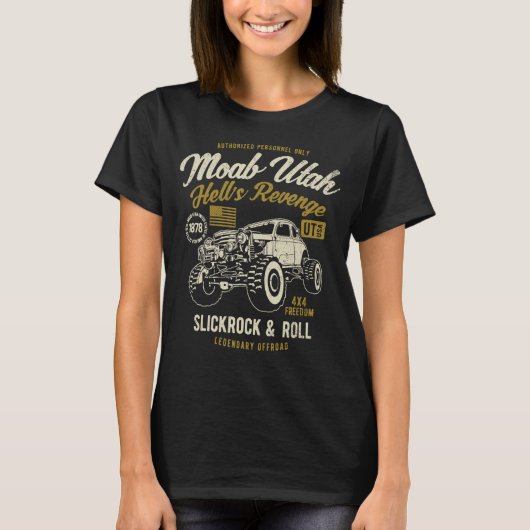 Moab Utah Hellsリベンジ4x4ヴィンテージ動揺してSty Tシャツ (正面)