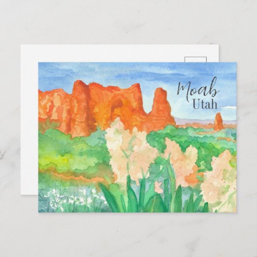 Moab Utah Red Rock Desert Flowersからの挨拶 ポストカード (正面/裏面)