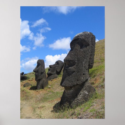 Moai at Rano Raraku, Easter Island ポスター (正面)
