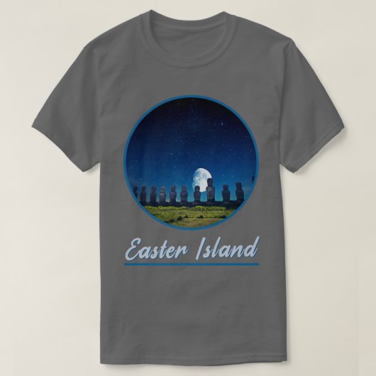 Moai Statue Easter Island At Night Easter Island P Tシャツ (デザイン正面)