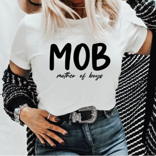 MOB Mother of Boys ミニマル Mother's Day Tシャツ