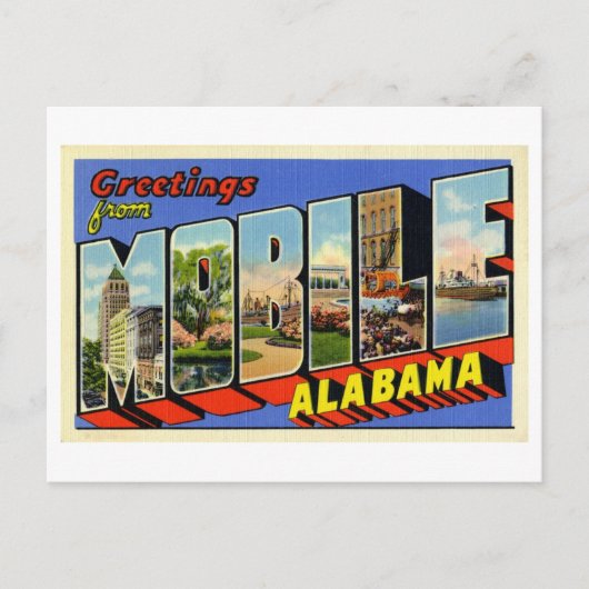 Mobile, Alabamaからのヴィンテージの挨拶 ポストカード (正面)