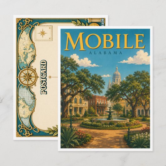 Mobile Alabama Bienville Square GeoSaga ポストカード (正面/裏面)