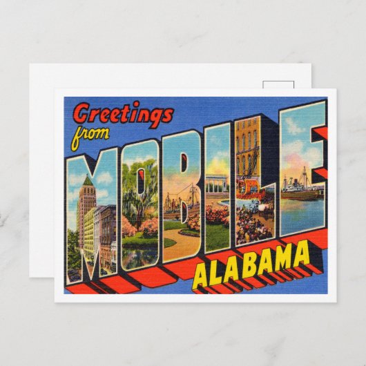 Mobile, Alabama Vintage Travelからの挨拶 ポストカード (正面/裏面)