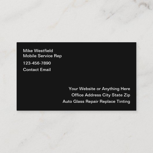 Mobile Auto Glass Repair Replace 名刺 (裏面)