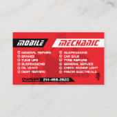 Mobile Auto Mechanic Car Repair Editable 名刺 (裏面)