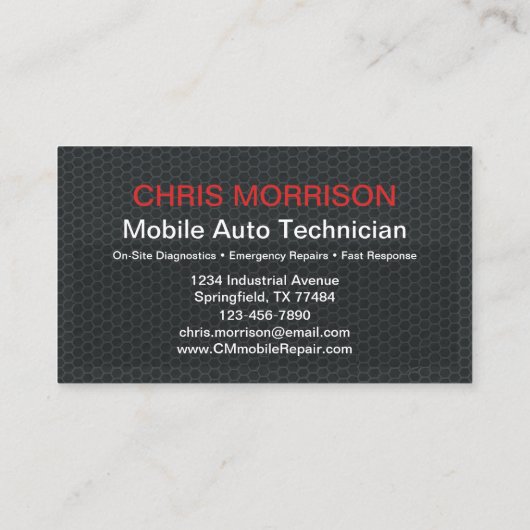 Mobile Auto Mechanic Car Repair Services 名刺 (裏面)