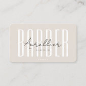 Mobile Barber Barbershop Sand Script Minimal 名刺 (正面)