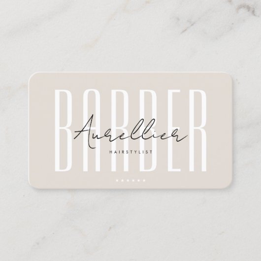 Mobile Barber Barbershop Sand Script Minimal 名刺 (正面)