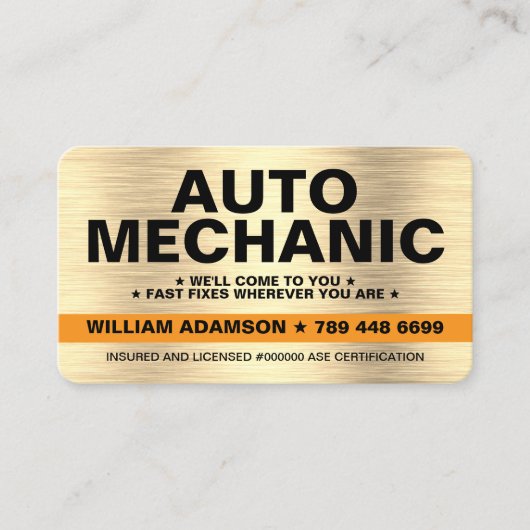 MOBILE CAR / AUTO MECHANIC REPAIR SERVICE 名刺 (正面)