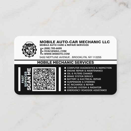 MOBILE CAR / AUTO MECHANIC REPAIR SERVICE 名刺 (裏面)