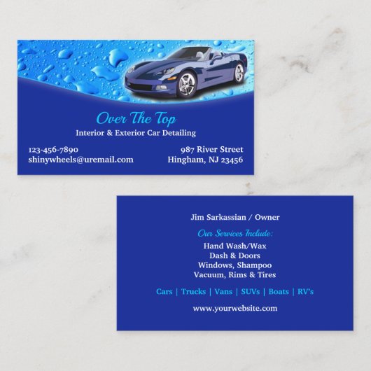 Mobile Car Detailing Business Card Template 名刺 (正面/裏面)