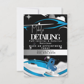 Mobile Car Detailing Logo Blue 招待状