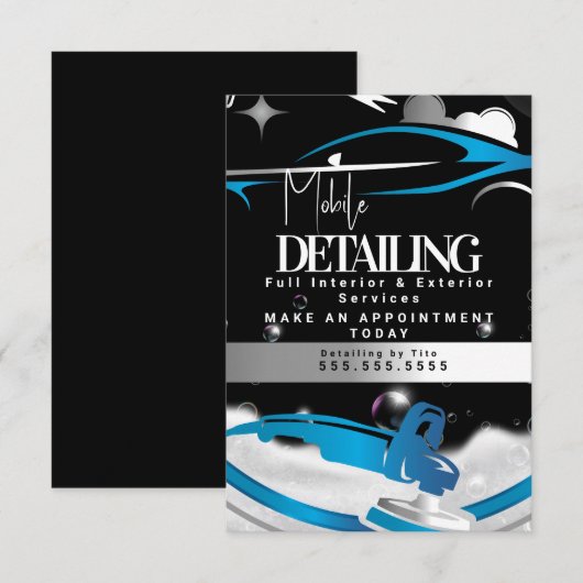 Mobile Car Detailing Logo Blue 招待状 (正面/裏面)