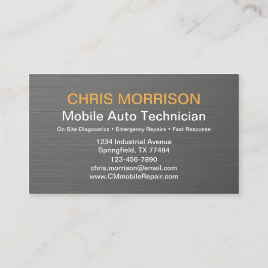 Mobile Car Repair & Auto Technician Service 名刺 (裏面)