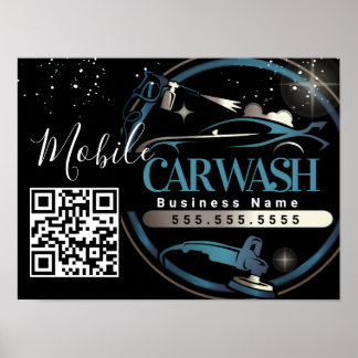 Mobile Car Wash Detail - Business Logo QR Code  ポスター