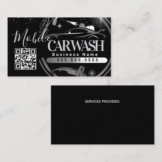 Mobile Car Wash Detail - Business Logo QR Code B 名刺 (正面/裏面)