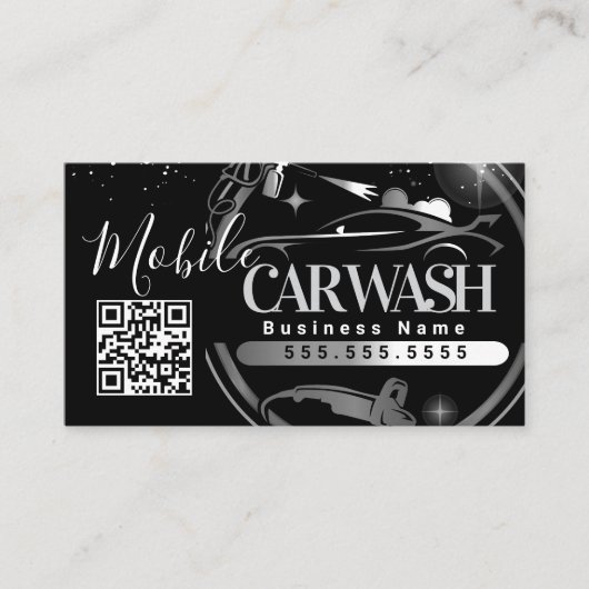 Mobile Car Wash Detail - Business Logo QR Code B 名刺 (正面)