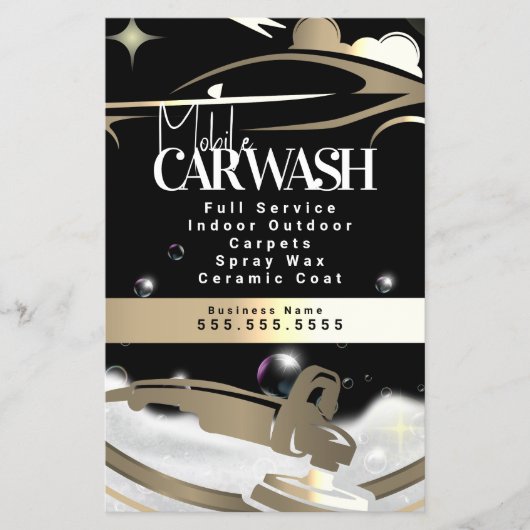 Mobile Car Wash Detailing Logo Gold チラシ (正面)