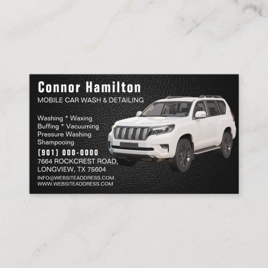 Mobile Car Wash & Detailing Pressure black leather 名刺 (正面)