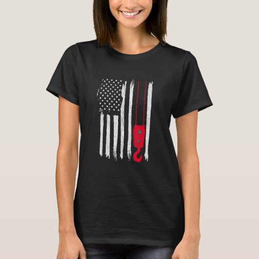 Mobile Crane Operator Distressed Usa Flag Tシャツ (正面)