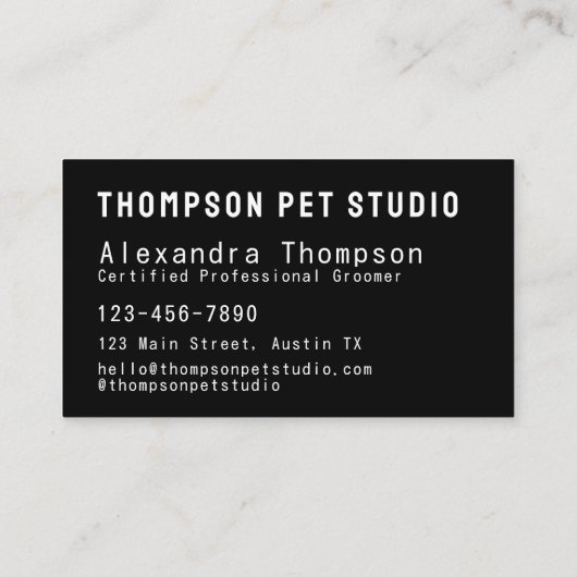 Mobile Dog Groomer Modern Bold Professional 名刺 (裏面)