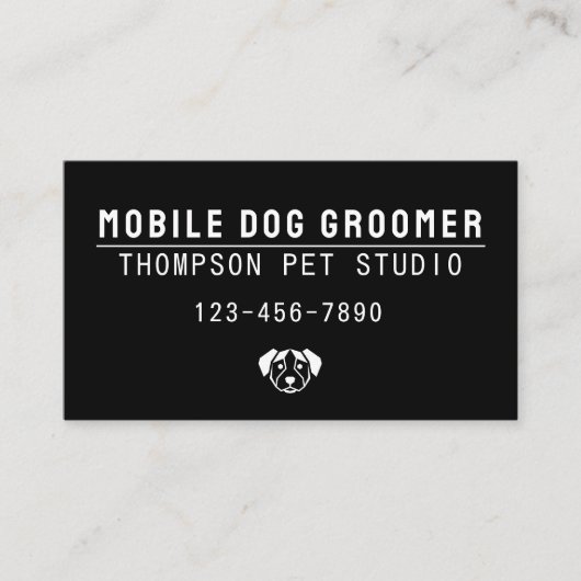 Mobile Dog Groomer Modern Bold Professional 名刺 (正面)