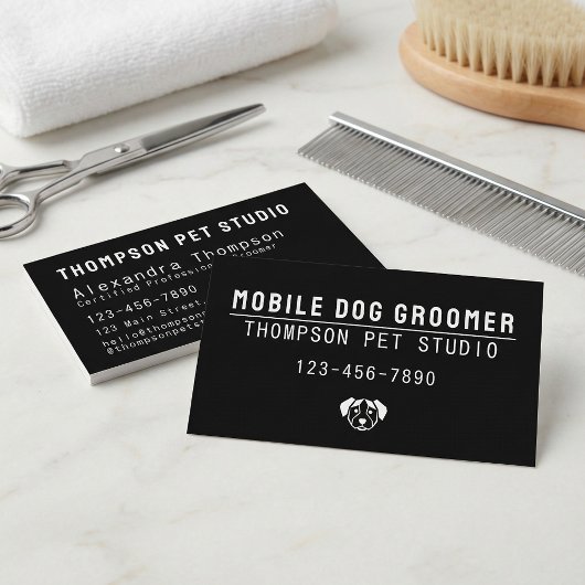 Mobile Dog Groomer Modern Bold Professional 名刺