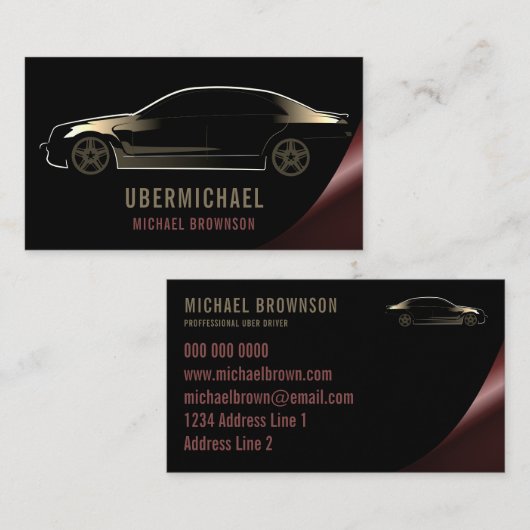 Mobile Driver Metallic Car Black gold Auto 名刺 (正面/裏面)