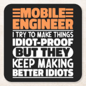 Mobile Engineer I Try To Make Thingsおもしろい諺 スクエアペーパーコースター (正面)