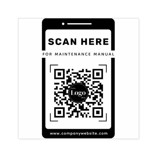 Mobile Icon Qr Code Scan Me Maintenance Manual ラバースタンプ (インプリント)