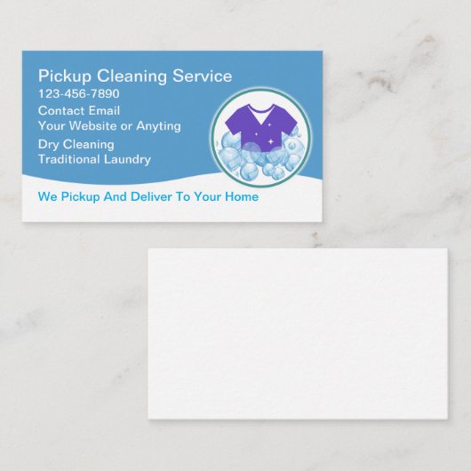 Mobile Laundry Pickup Service Business Cards 名刺 (正面/裏面)