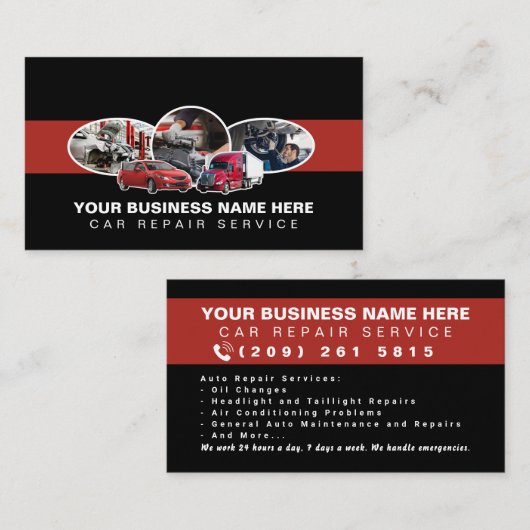 Mobile Mechanic, Auto Repair, Car Repair, Editable 名刺 (正面/裏面)